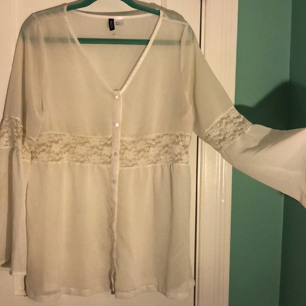 H&M Sheer Peasant Top